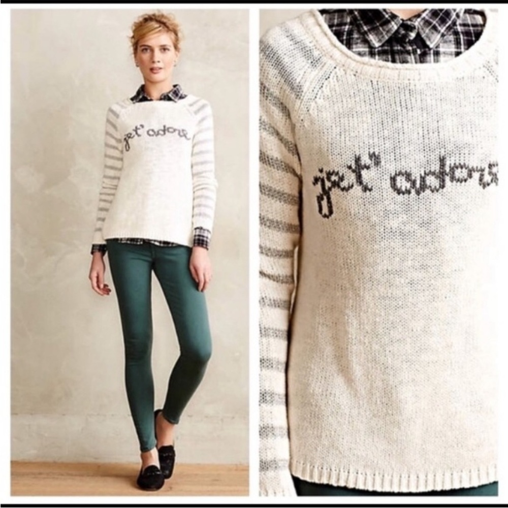 Anthropologie MOTH Jet’ Adore long sleeve striped sweater in size medium